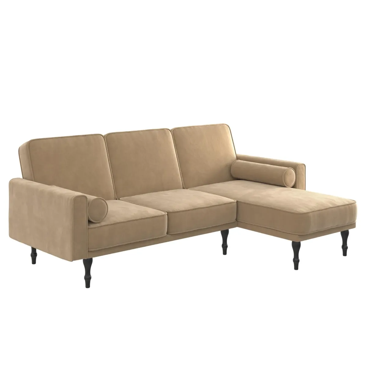 Edison Velvet Upholstered Small Space Reversible Sectional Futon