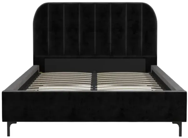 Callie Velvet Upholstered Bed with Wood Frame and Slats