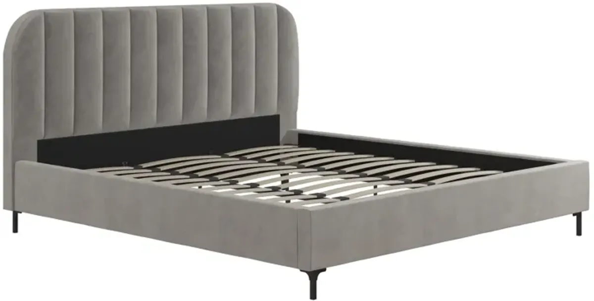 Callie Velvet Upholstered Bed with Wood Frame and Slats