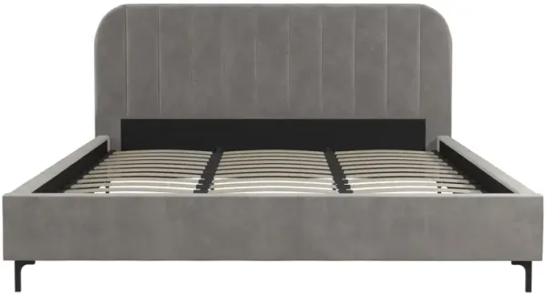 Callie Velvet Upholstered Bed with Wood Frame and Slats