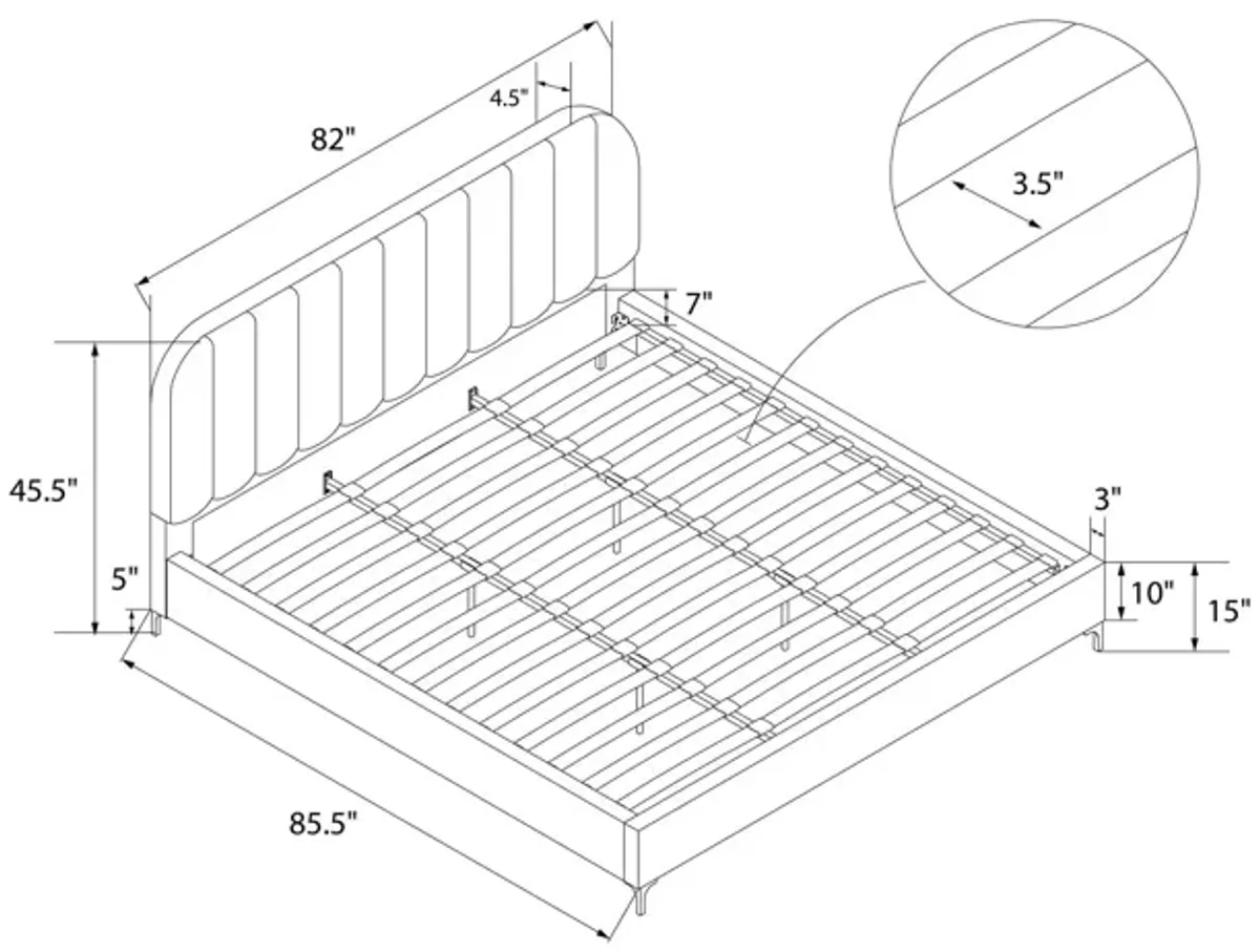 Callie Velvet Upholstered Bed with Wood Frame and Slats