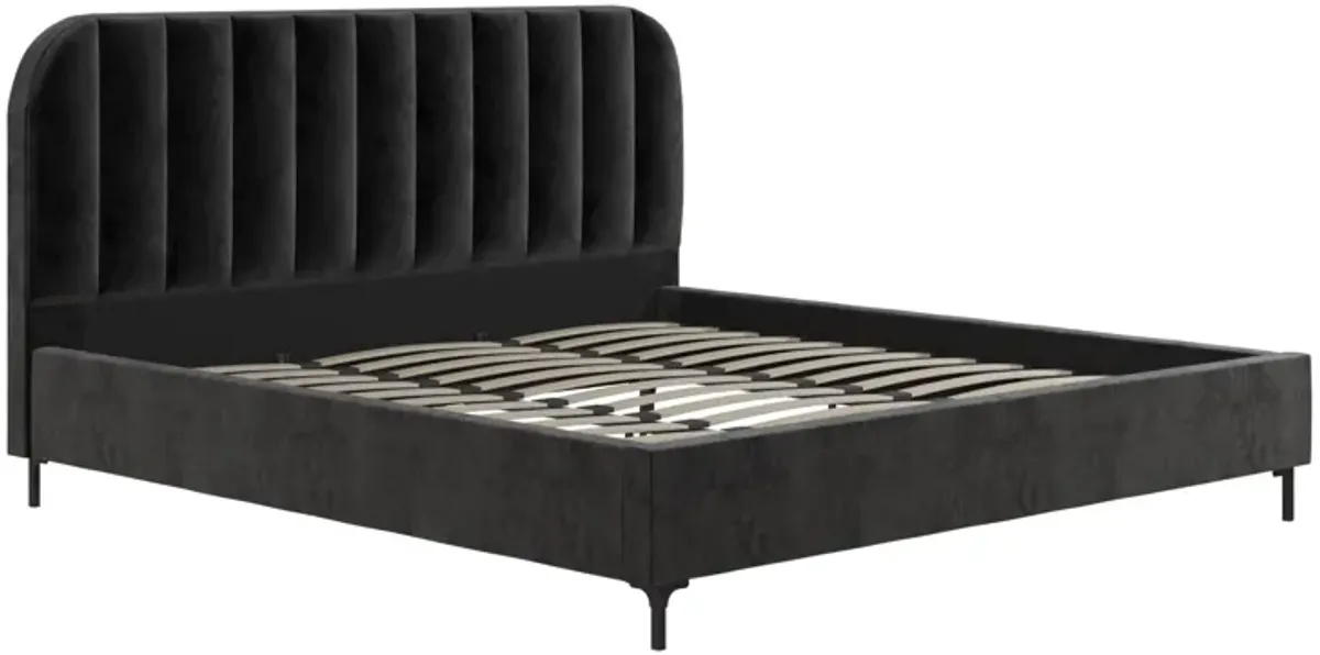 Callie Velvet Upholstered Bed with Wood Frame and Slats