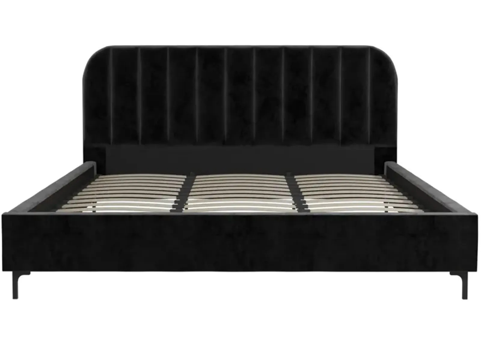 Callie Velvet Upholstered Bed with Wood Frame and Slats