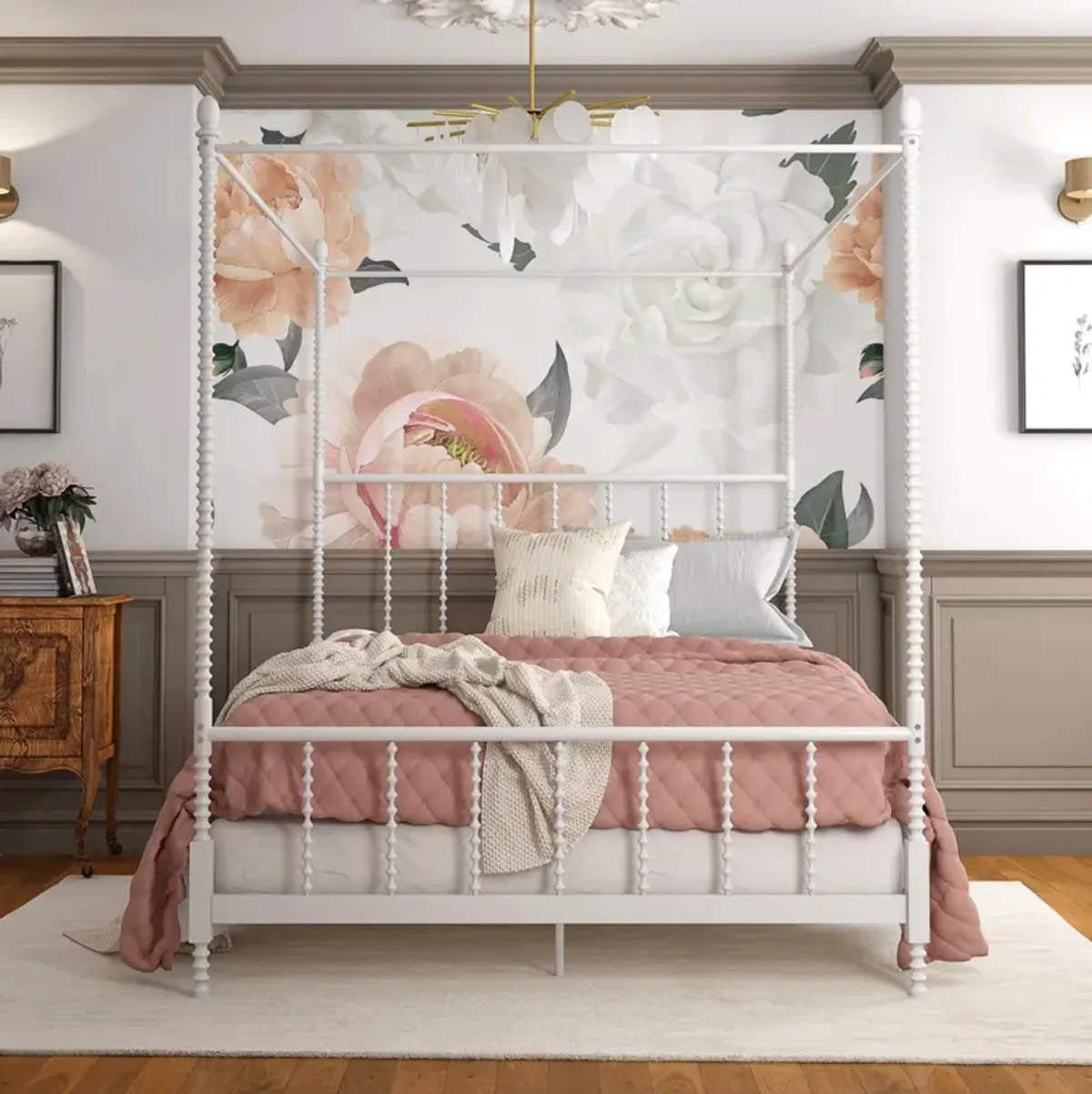 Jenny Lind Metal Canopy Bed with Twist Spindles