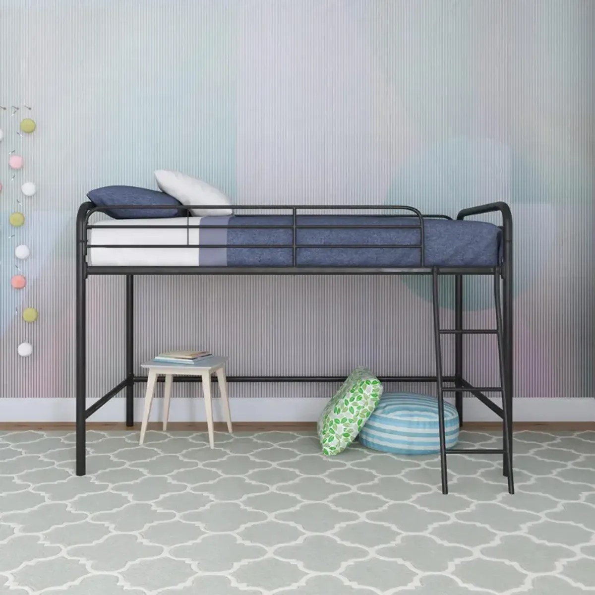 Jett Junior Loft Bed with Metal Frame and Built-In Ladder