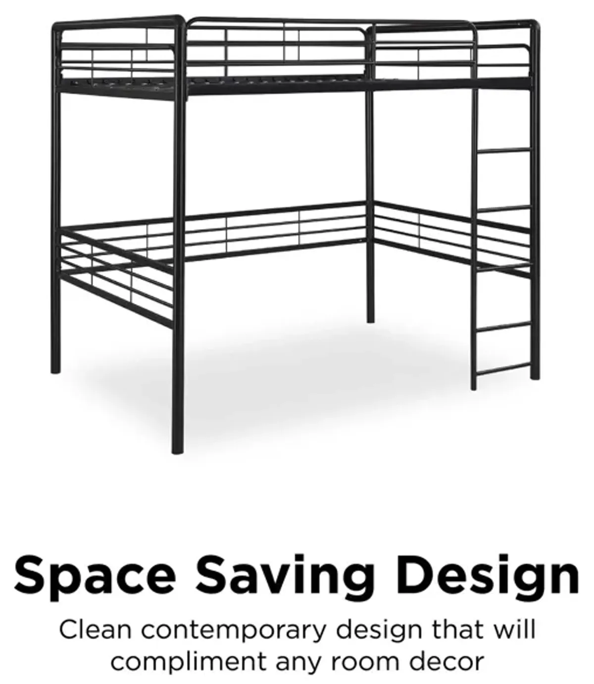 Tommy Full Metal Loft Bed with 59 Inches of Under Bed Storage