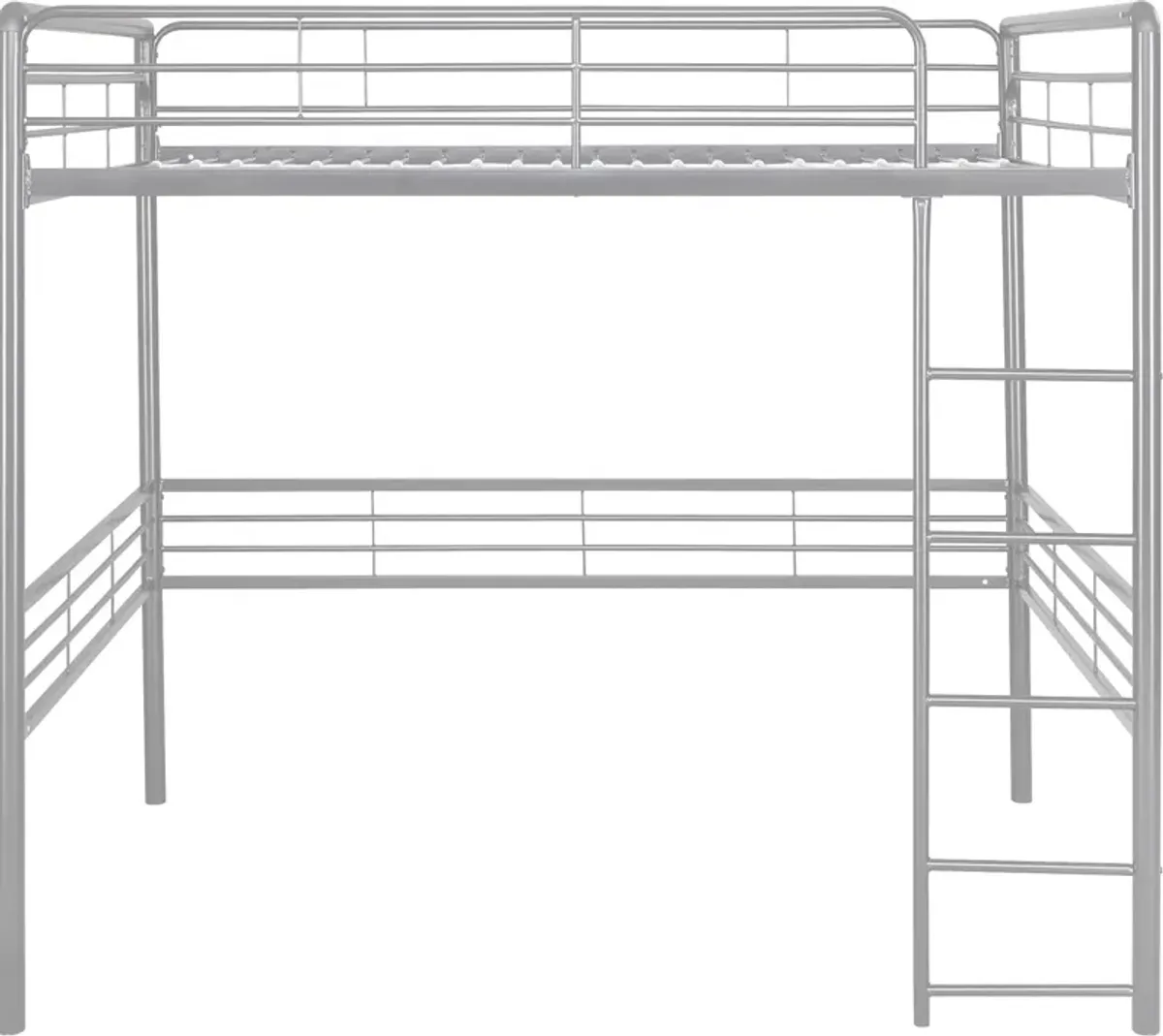 Tommy Full Metal Loft Bed with 59 Inches of Under Bed Storage