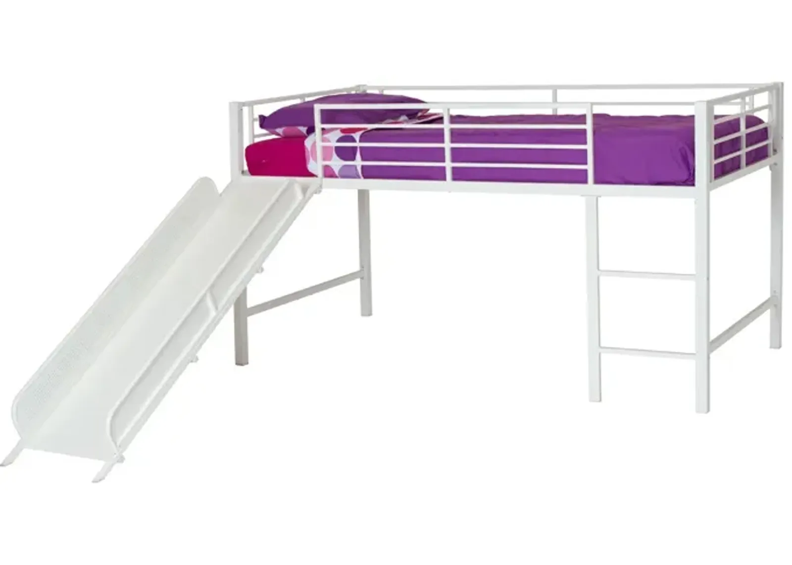 Laurie Junior Loft Bed with Metal Frame and Built-In Slide