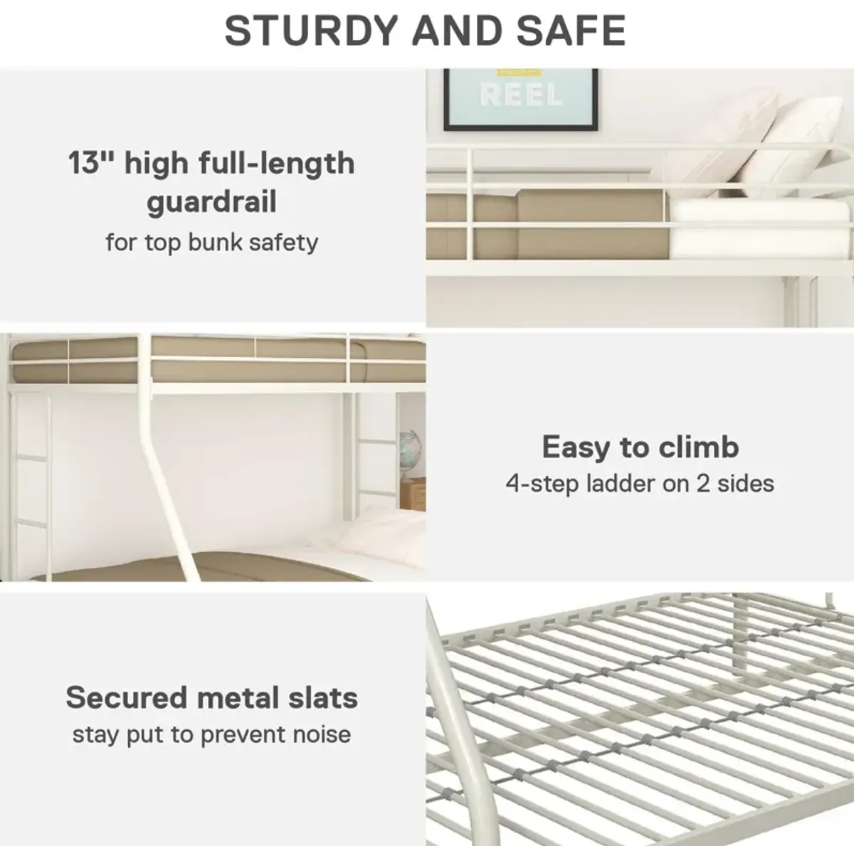 Dusty Twin over Full Metal Bunk Bed with Integrated Ladder