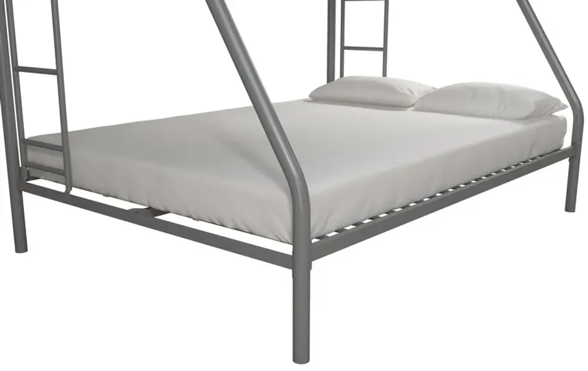 Dusty Twin over Full Metal Bunk Bed with Integrated Ladder