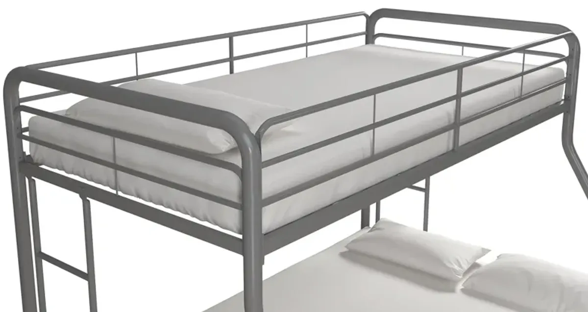 Dusty Twin over Full Metal Bunk Bed with Integrated Ladder