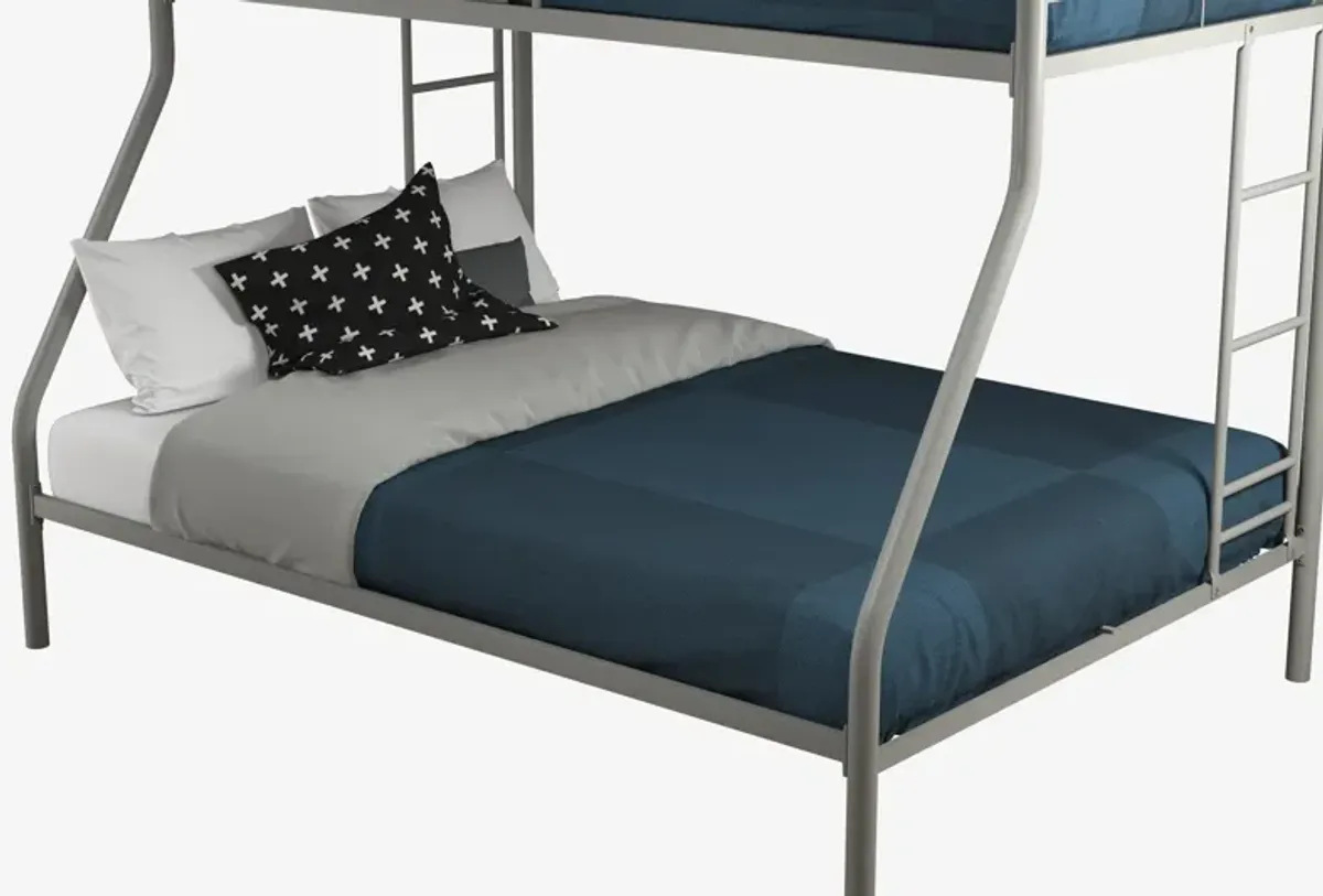 Dusty Twin over Full Metal Bunk Bed with Integrated Ladder