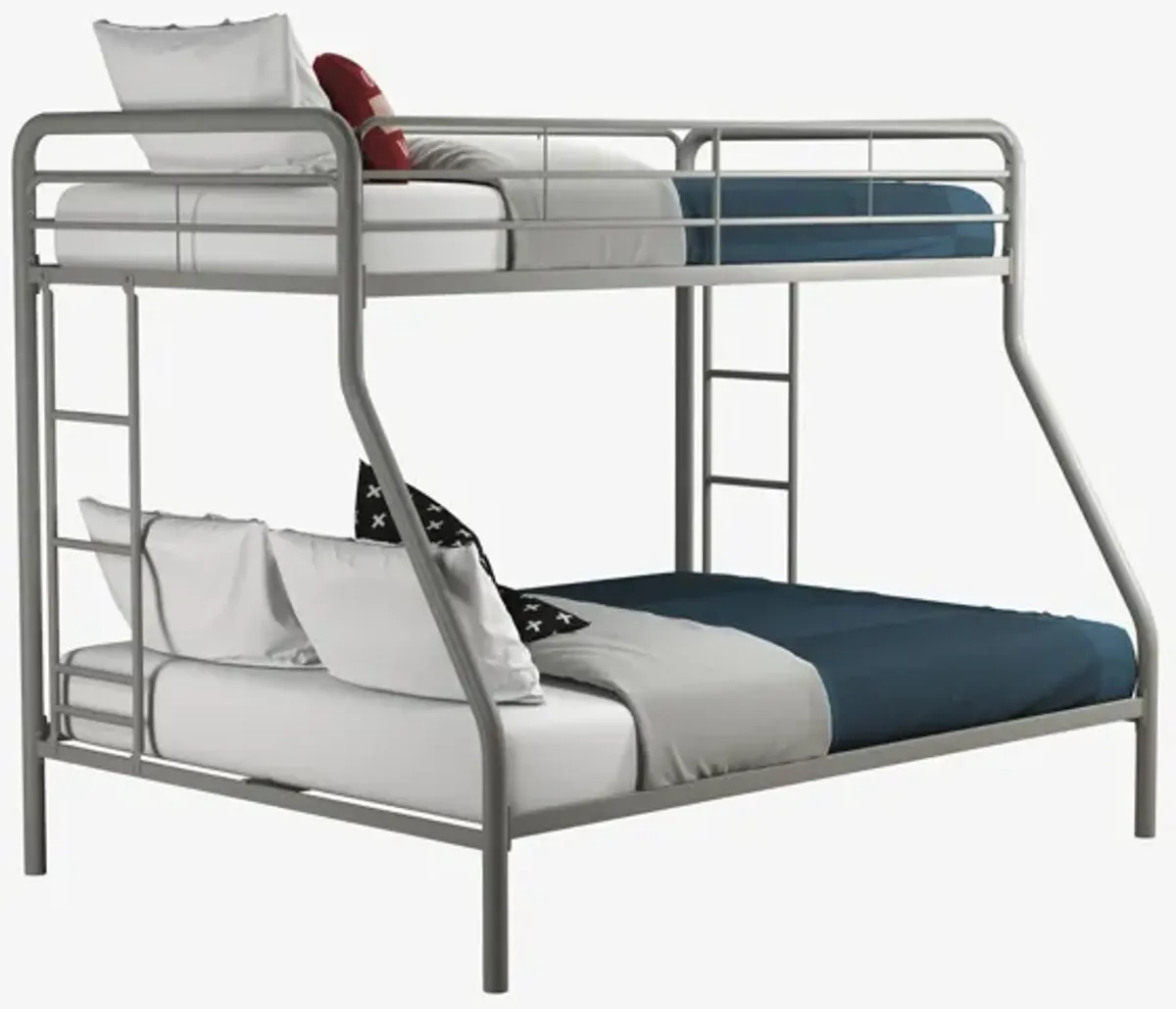 Dusty Twin over Full Metal Bunk Bed with Integrated Ladder