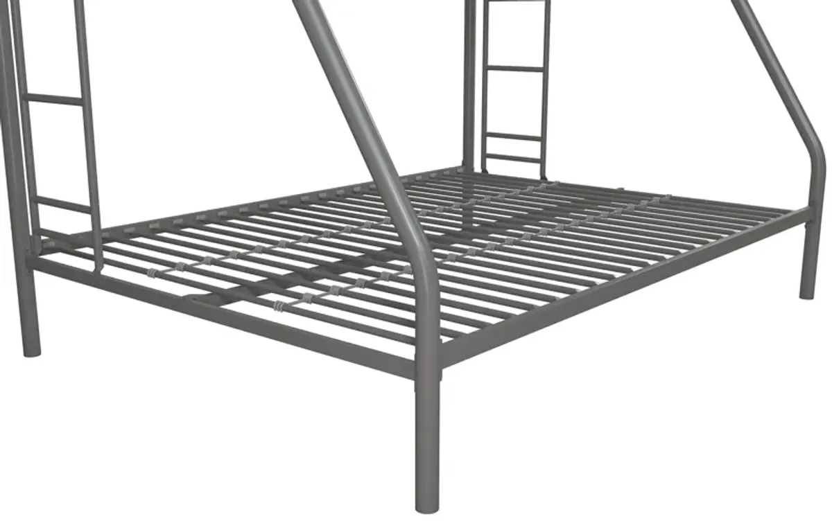 Dusty Twin over Full Metal Bunk Bed with Integrated Ladder