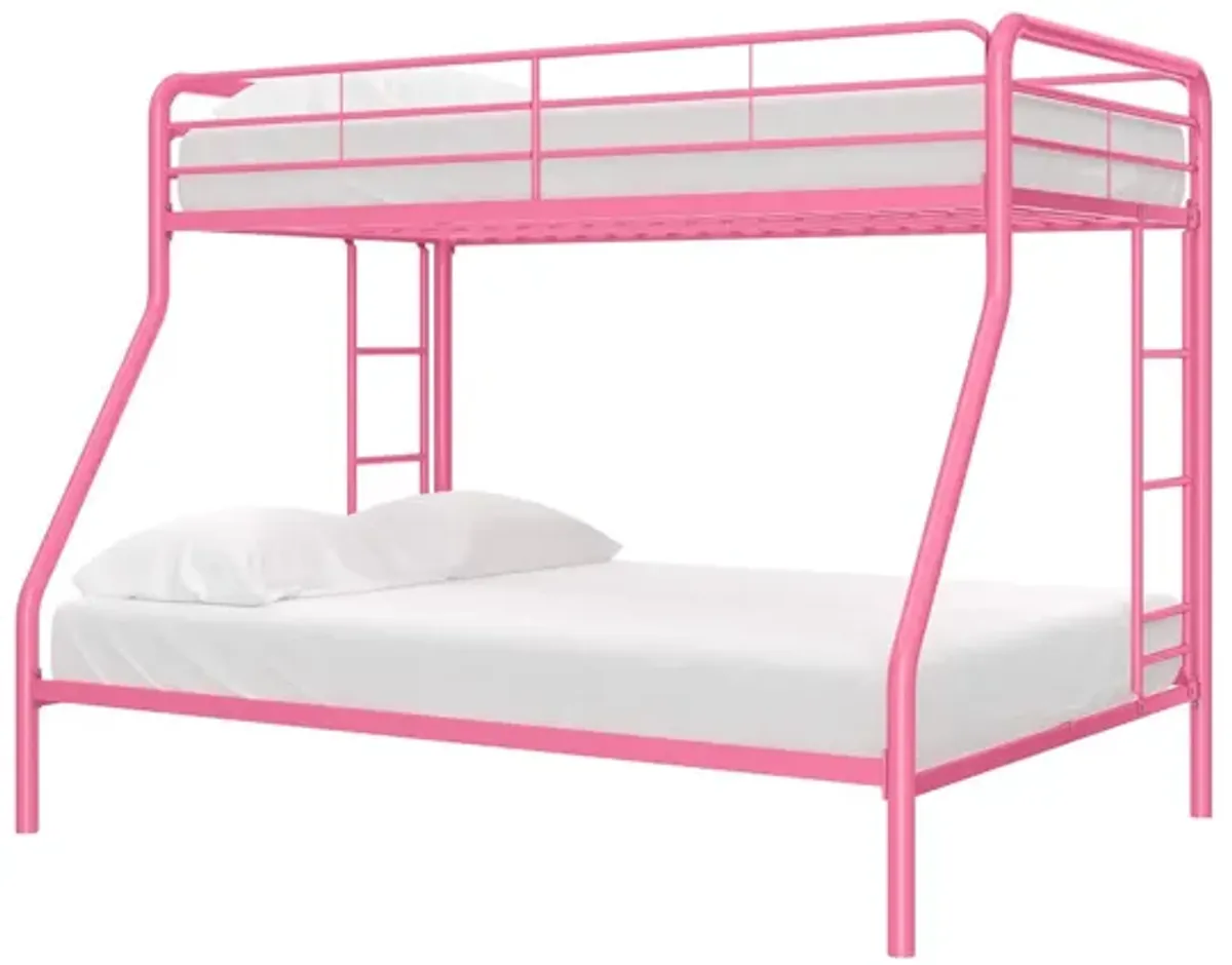 Dusty Twin over Full Metal Bunk Bed with Integrated Ladder