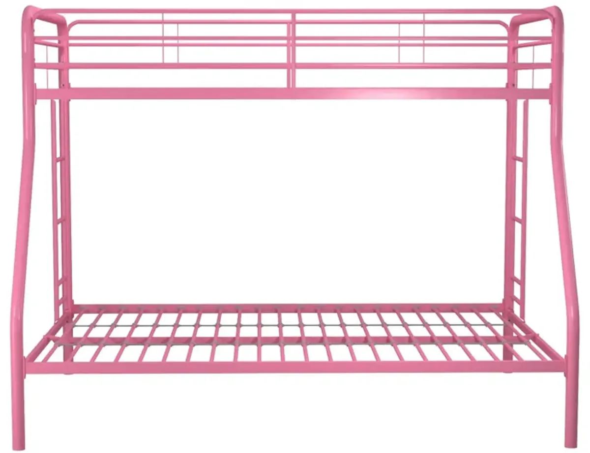 Dusty Twin over Full Metal Bunk Bed with Integrated Ladder