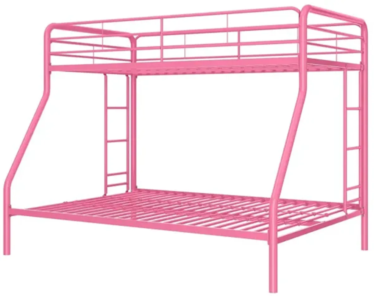 Dusty Twin over Full Metal Bunk Bed with Integrated Ladder