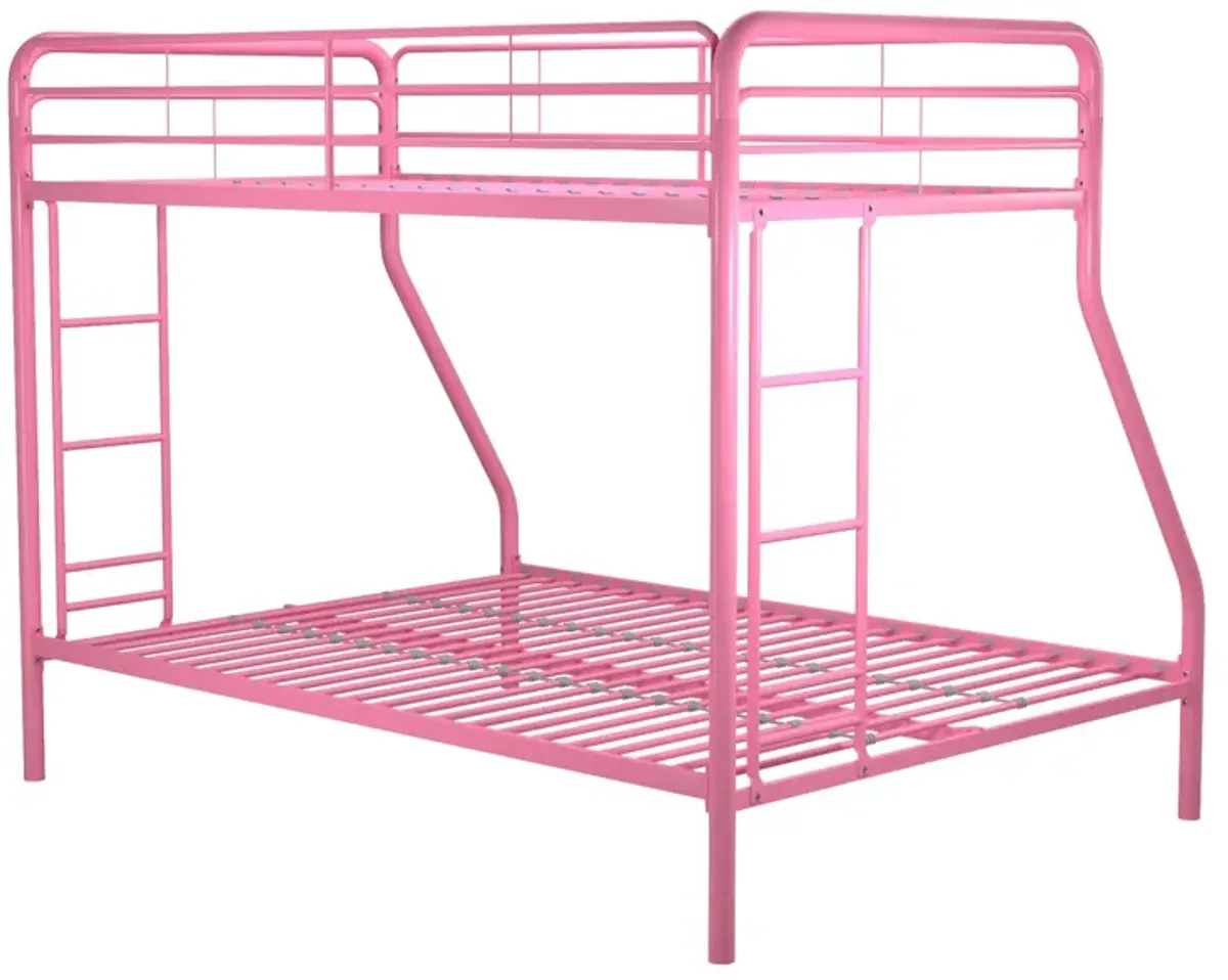 Dusty Twin over Full Metal Bunk Bed with Integrated Ladder