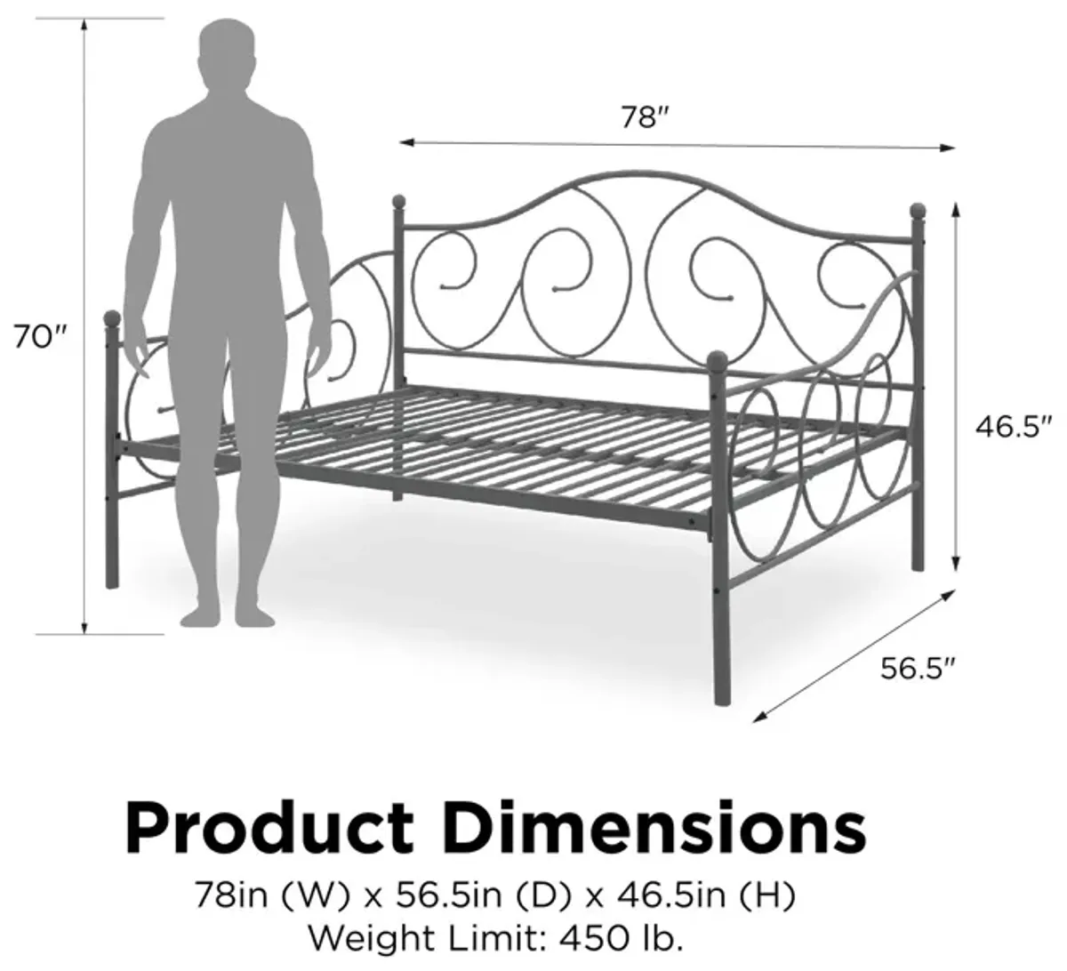 Victoria Metal Daybed with 15 Inch Clearance for Storage