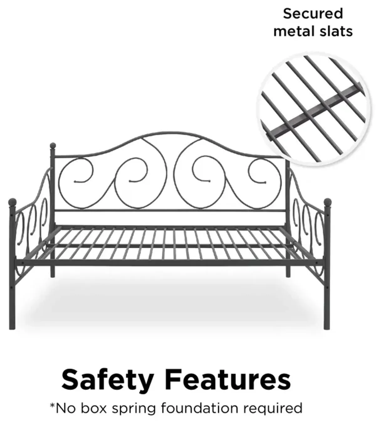 Victoria Metal Daybed with 15 Inch Clearance for Storage