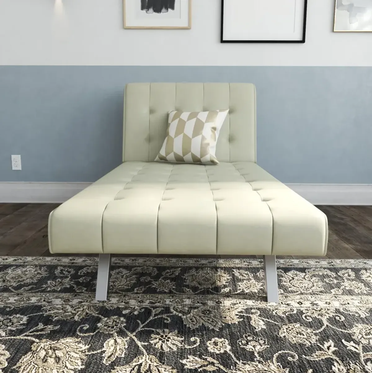 Emily Tufted Upholstered Chaise Lounger Chair with Adjustable Back