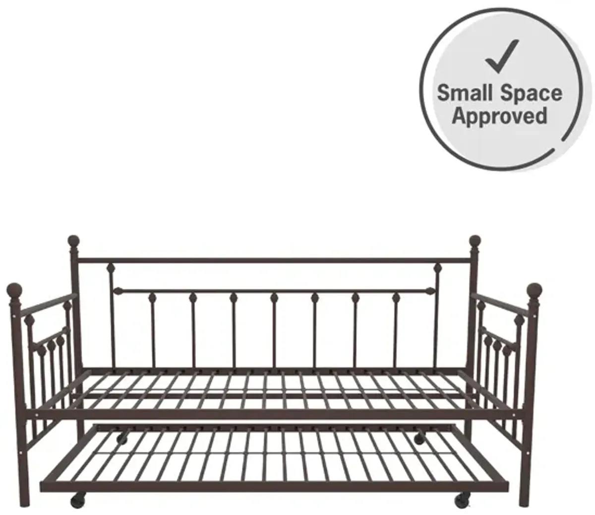 Manila Metal Daybed and Trundle Set with Sturdy Metal Frame and Slats