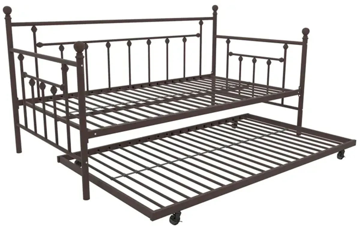 Manila Metal Daybed and Trundle Set with Sturdy Metal Frame and Slats