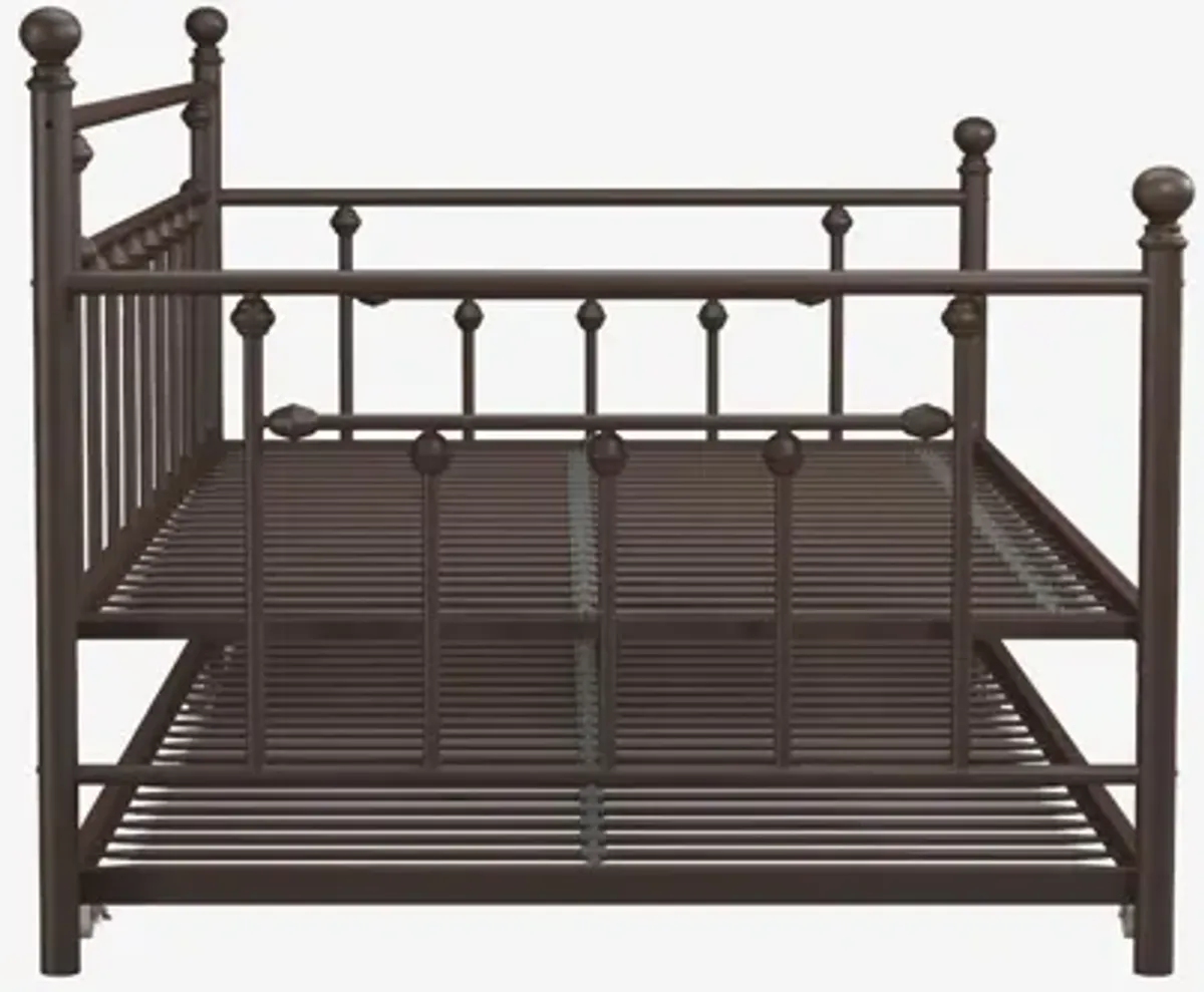 Manila Metal Daybed and Trundle Set with Sturdy Metal Frame and Slats