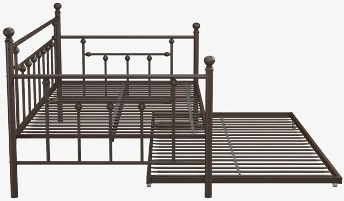 Manila Metal Daybed and Trundle Set with Sturdy Metal Frame and Slats