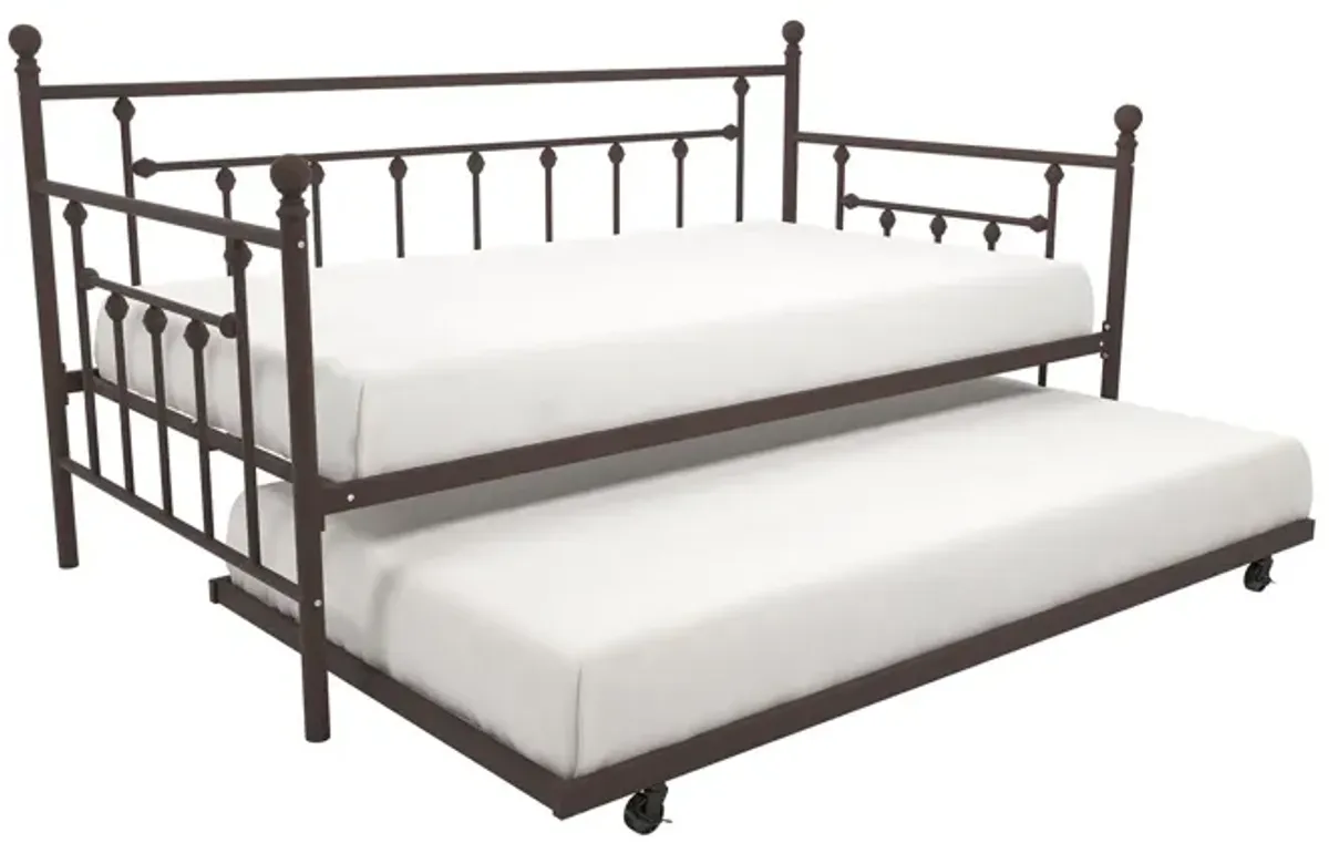 Manila Metal Daybed and Trundle Set with Sturdy Metal Frame and Slats