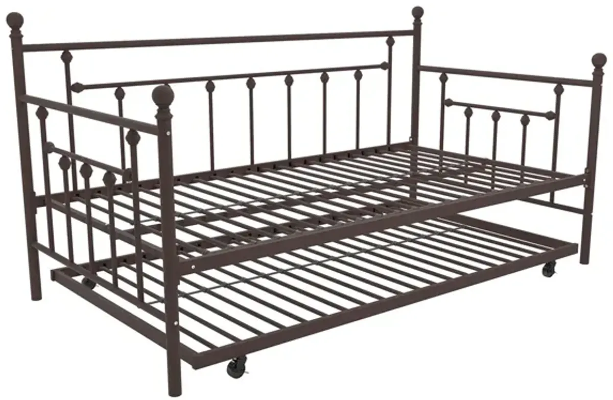 Manila Metal Daybed and Trundle Set with Sturdy Metal Frame and Slats