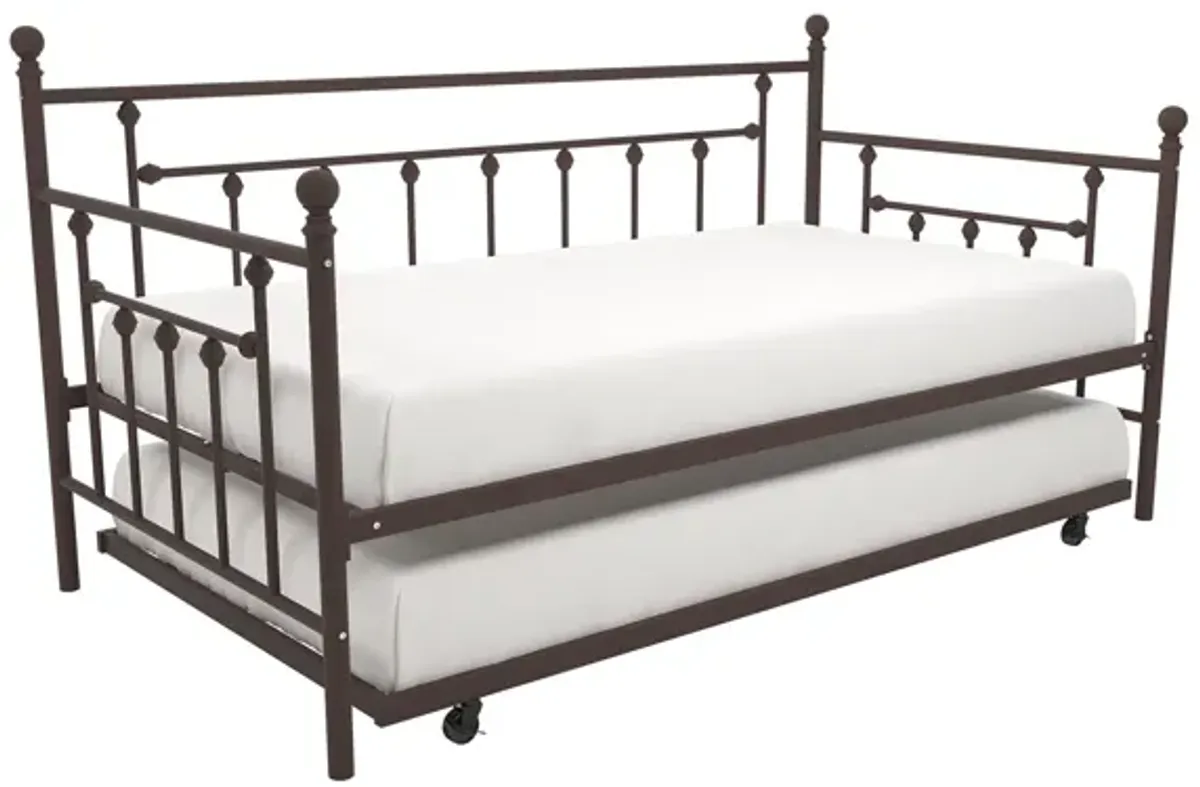 Manila Metal Daybed and Trundle Set with Sturdy Metal Frame and Slats