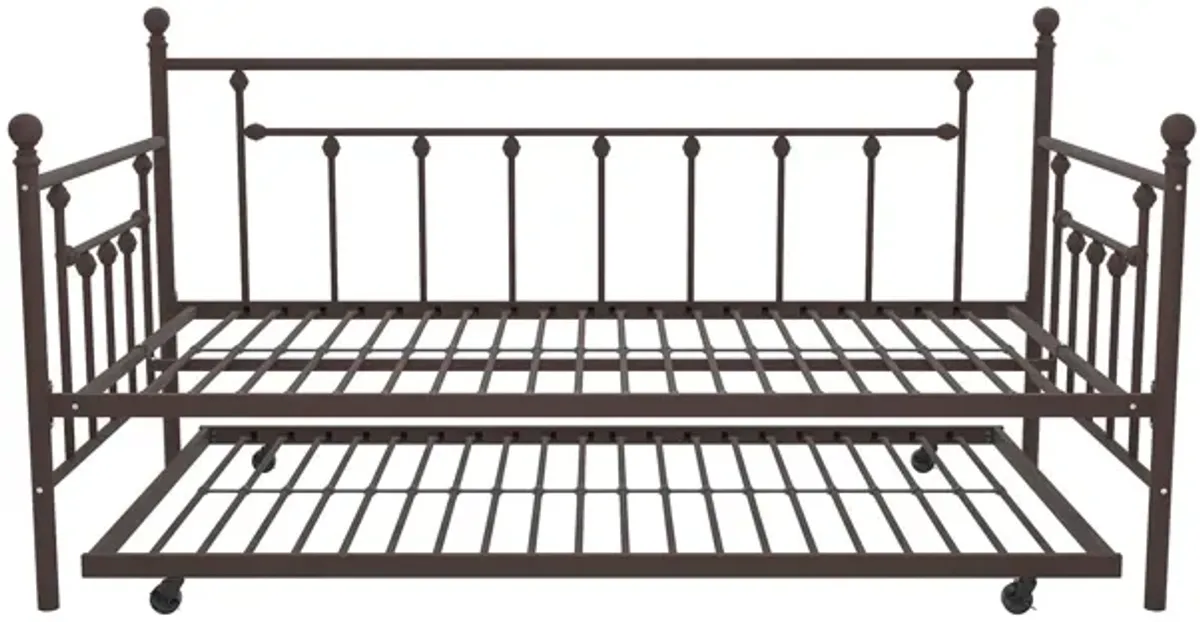 Manila Metal Daybed and Trundle Set with Sturdy Metal Frame and Slats