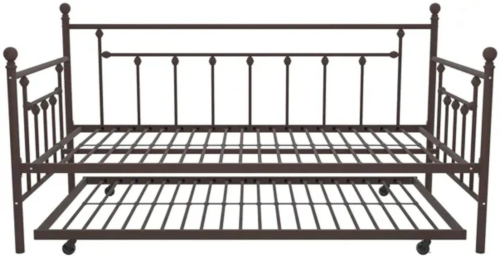 Manila Metal Daybed and Trundle Set with Sturdy Metal Frame and Slats