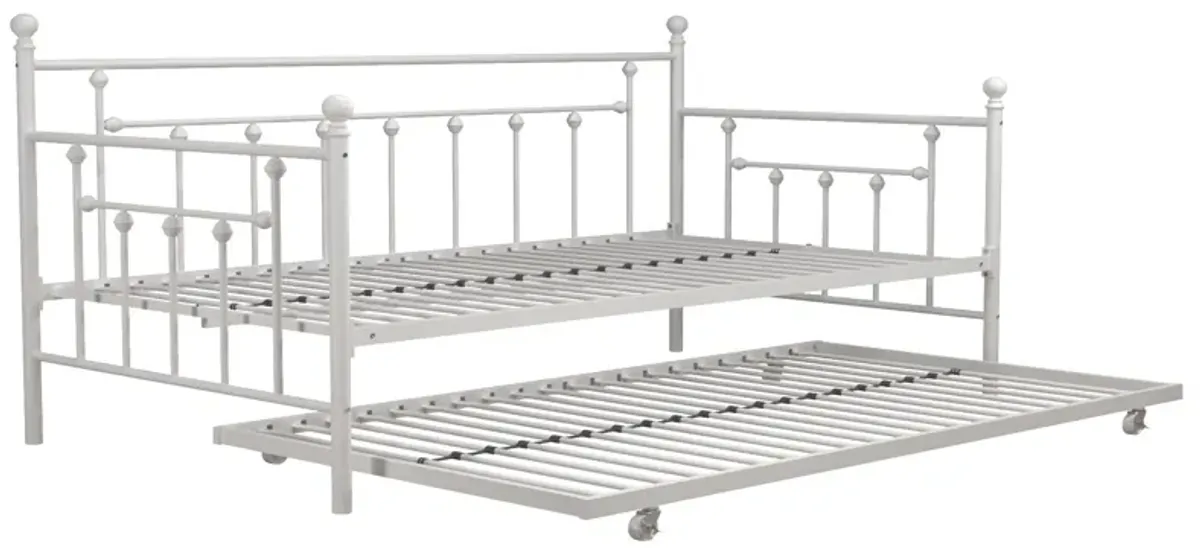 Manila Metal Daybed and Trundle Set with Sturdy Metal Frame and Slats