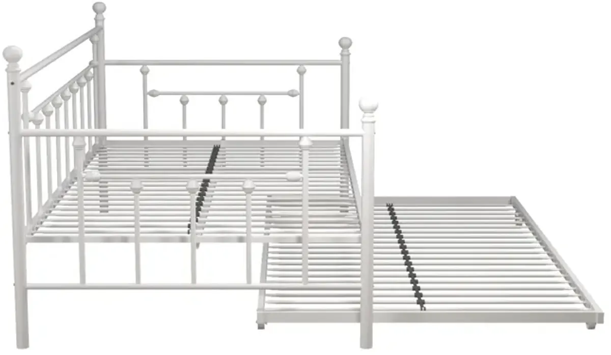 Manila Metal Daybed and Trundle Set with Sturdy Metal Frame and Slats