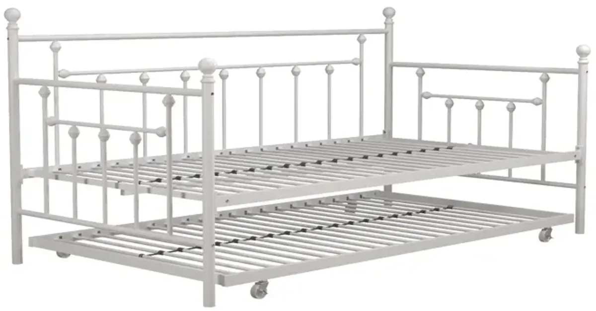 Manila Metal Daybed and Trundle Set with Sturdy Metal Frame and Slats