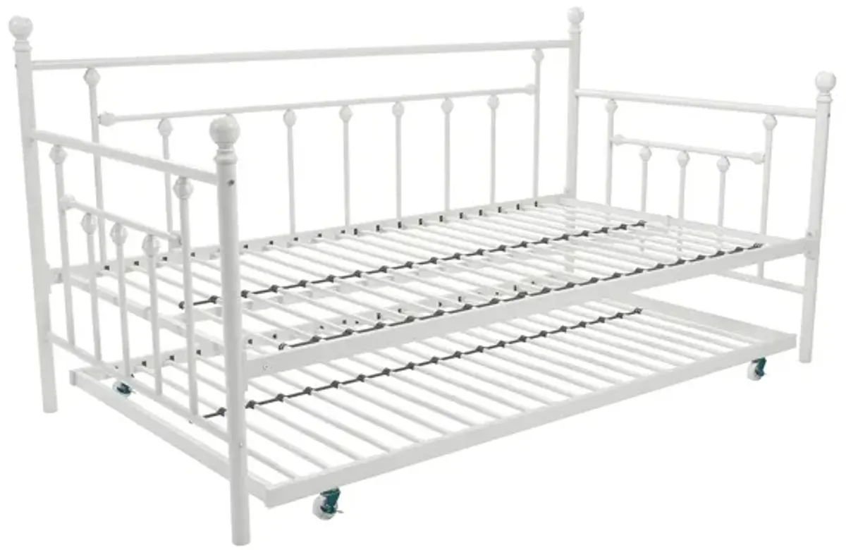 Manila Metal Daybed and Trundle Set with Sturdy Metal Frame and Slats