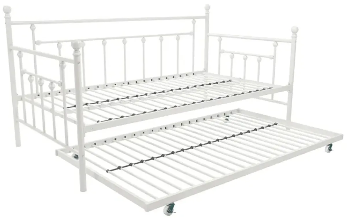 Manila Metal Daybed and Trundle Set with Sturdy Metal Frame and Slats