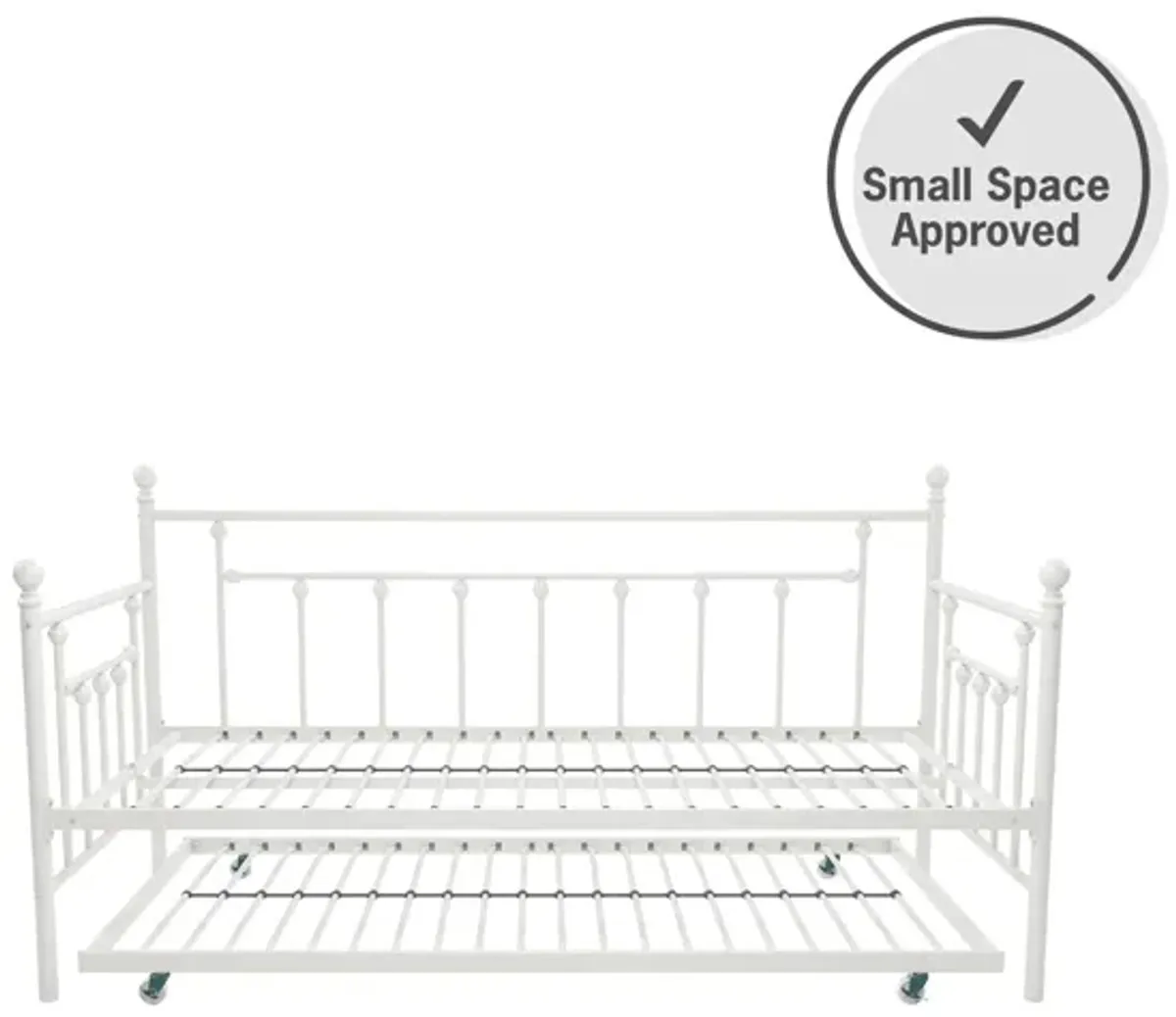 Manila Metal Daybed and Trundle Set with Sturdy Metal Frame and Slats