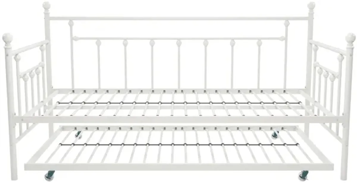 Manila Metal Daybed and Trundle Set with Sturdy Metal Frame and Slats