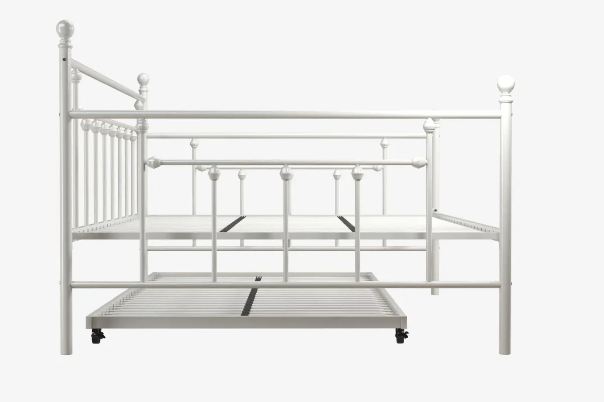 Manila Metal Daybed and Trundle Set with Sturdy Metal Frame and Slats