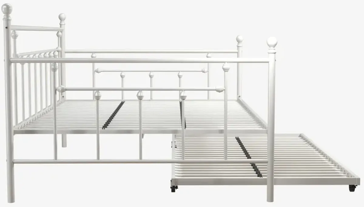 Manila Metal Daybed and Trundle Set with Sturdy Metal Frame and Slats