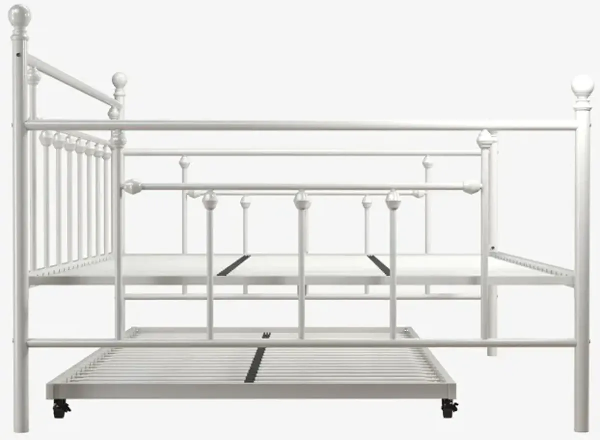 Manila Metal Daybed and Trundle Set with Sturdy Metal Frame and Slats