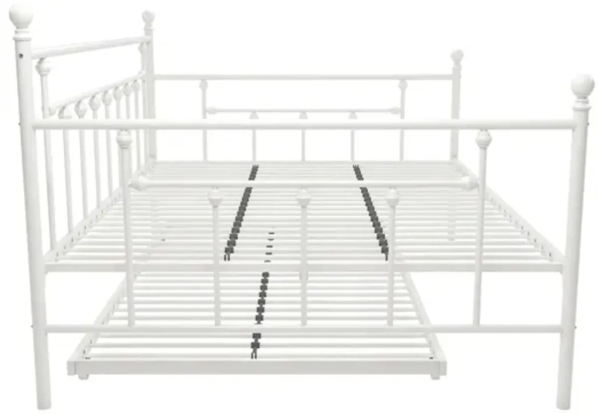 Manila Metal Daybed and Trundle Set with Sturdy Metal Frame and Slats