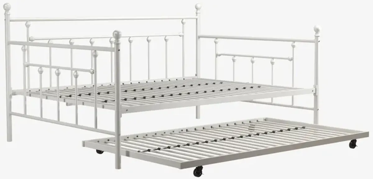 Manila Metal Daybed and Trundle Set with Sturdy Metal Frame and Slats