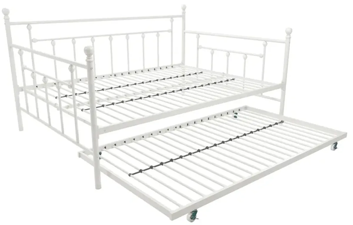 Manila Metal Daybed and Trundle Set with Sturdy Metal Frame and Slats