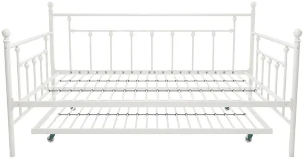 Manila Metal Daybed and Trundle Set with Sturdy Metal Frame and Slats