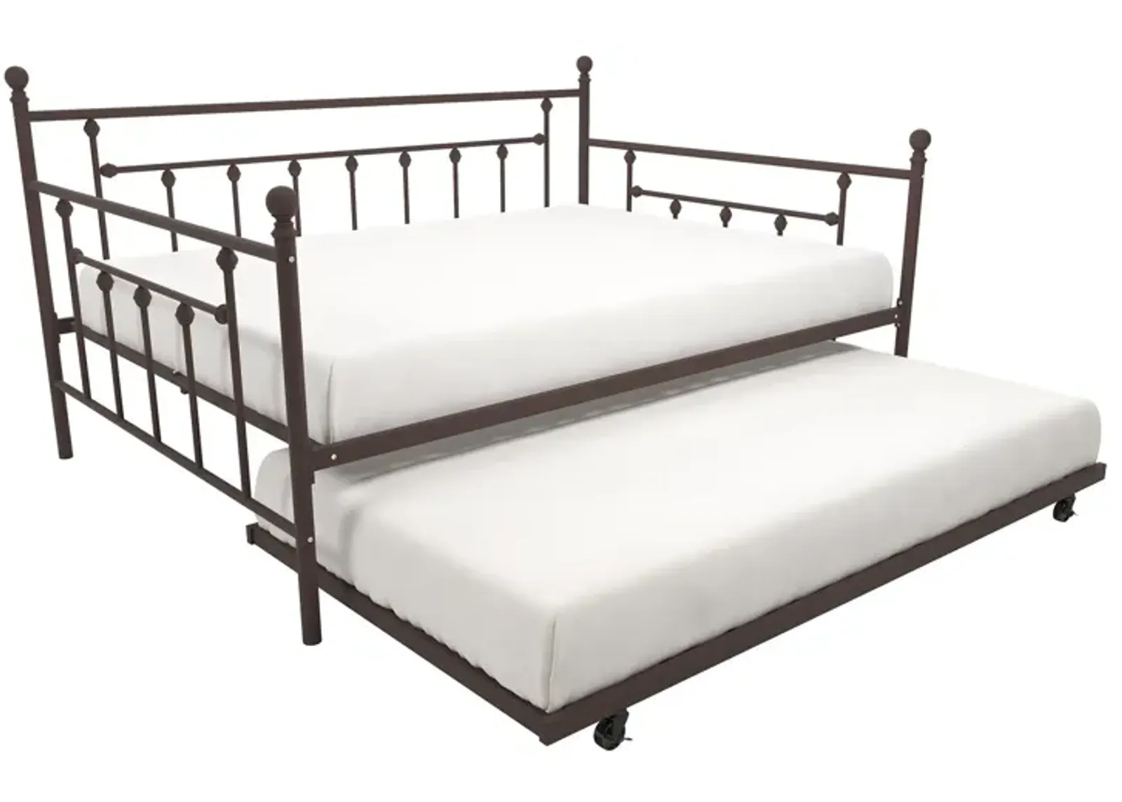 Manila Metal Daybed and Trundle Set with Sturdy Metal Frame and Slats