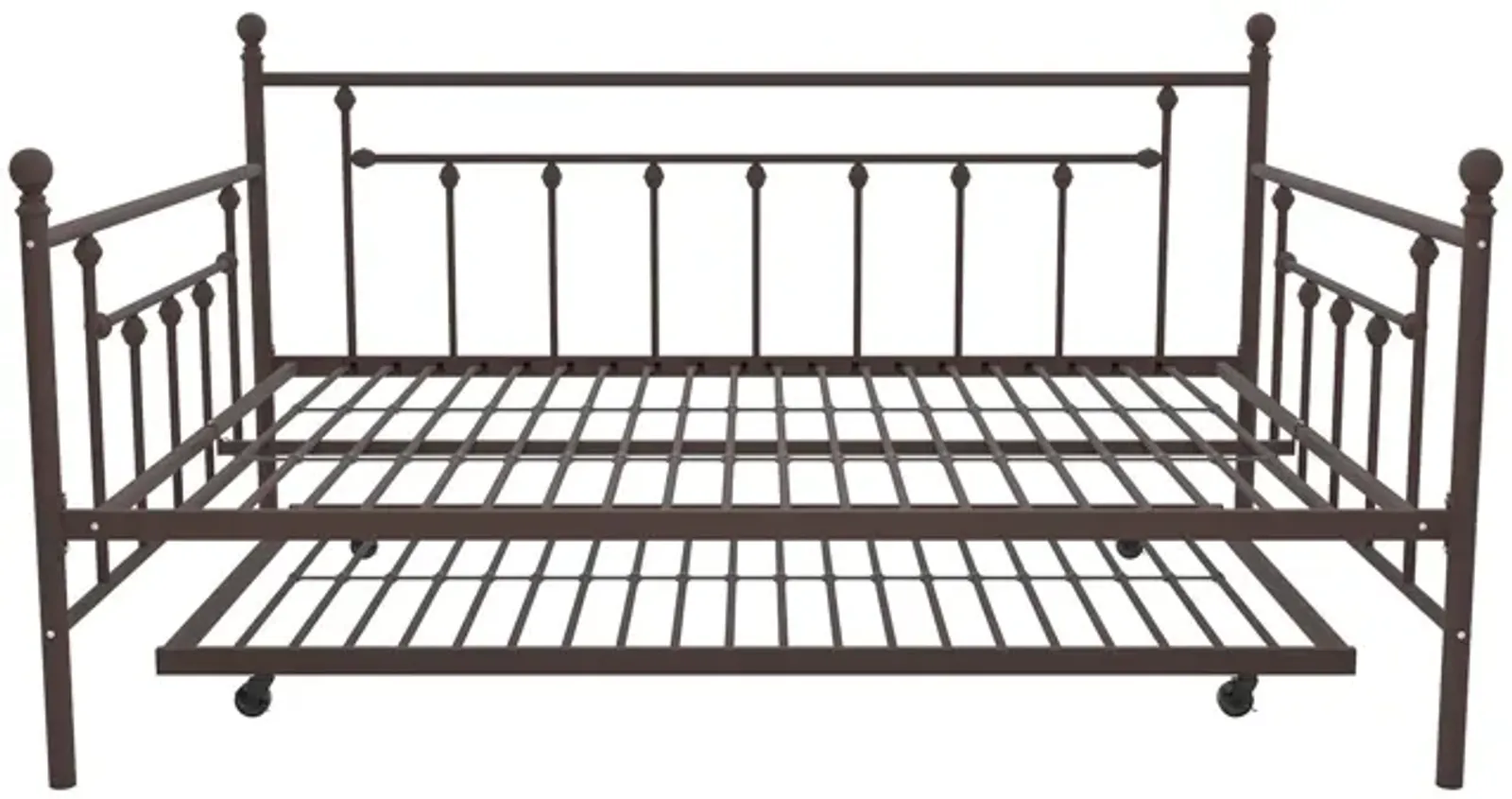 Manila Metal Daybed and Trundle Set with Sturdy Metal Frame and Slats